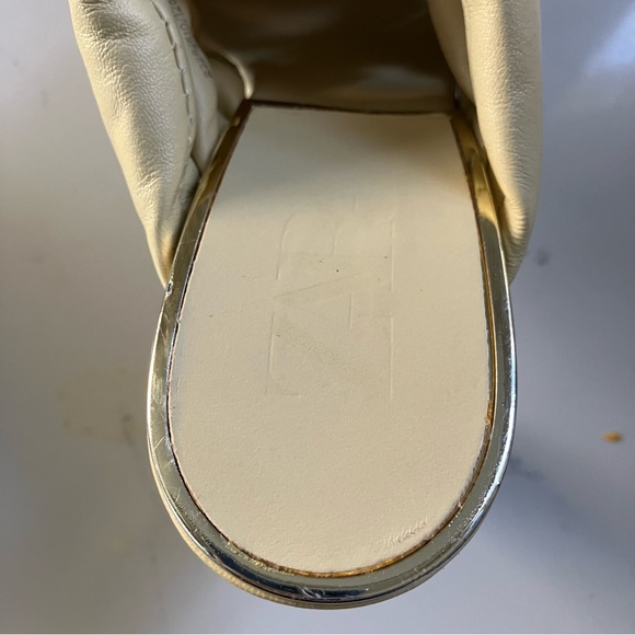 Zara Quilted Braided Leather Heeled Mules Vanilla Yellow US 6.5 EU 37 UK 4.5 - Picture 7 of 11